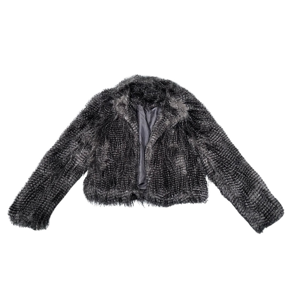Faux Fur Mobwife Aesthetic Coat with Hook & Eye Closure